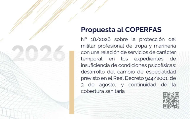 Propuesta UMT 18 2026 sobre la protección del militar profesional de Tropa y Marinería Temporal en los expedientes de aptitud psicofísica