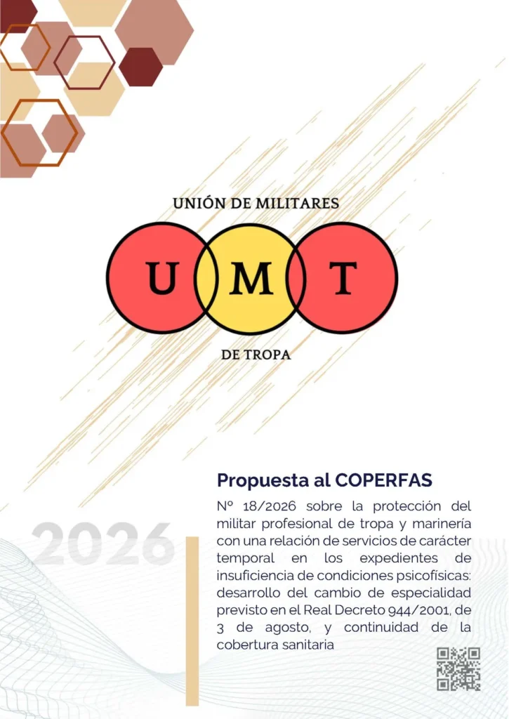 Propuesta UMT 18 2026 sobre la protección del militar profesional de Tropa y Marinería Temporal en los expedientes de aptitud psicofísica