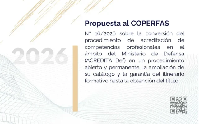 Propuesta UMT 16 2026 sobre la conversión del procedimiento de acreditación de competencias profesionales en el ámbito del Ministerio de Defensa