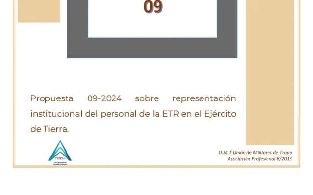 Propuesta 09-2024 sobre representación institucional del personal de la ETR en el Ejército de Tierra.