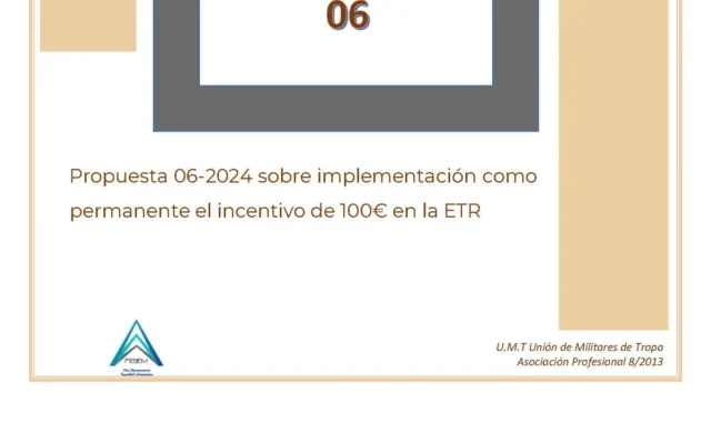 Propuesta 06-2024 sobre implementación como permanente el incentivo de 100€ en la ETR