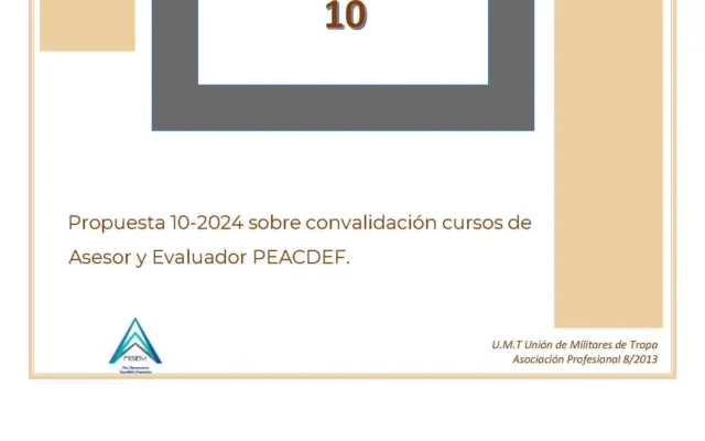 Propuesta 10-2024 sobre convalidación cursos de Asesor y Evaluador PEACDEF.